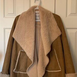 Zara Brown Teddy Jacket with Cream Accents